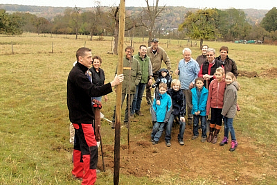 Viele flei�ige Helfer unterst�tzten die Interessengemeinschaft Streuobstwiesen bei der Pflanzung der ersten B�ume in Bad Bodendorf